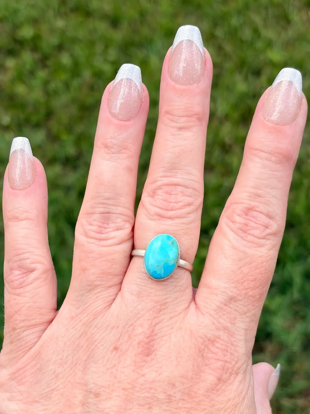 925 Sterling Silver Turquoise Oval Ring